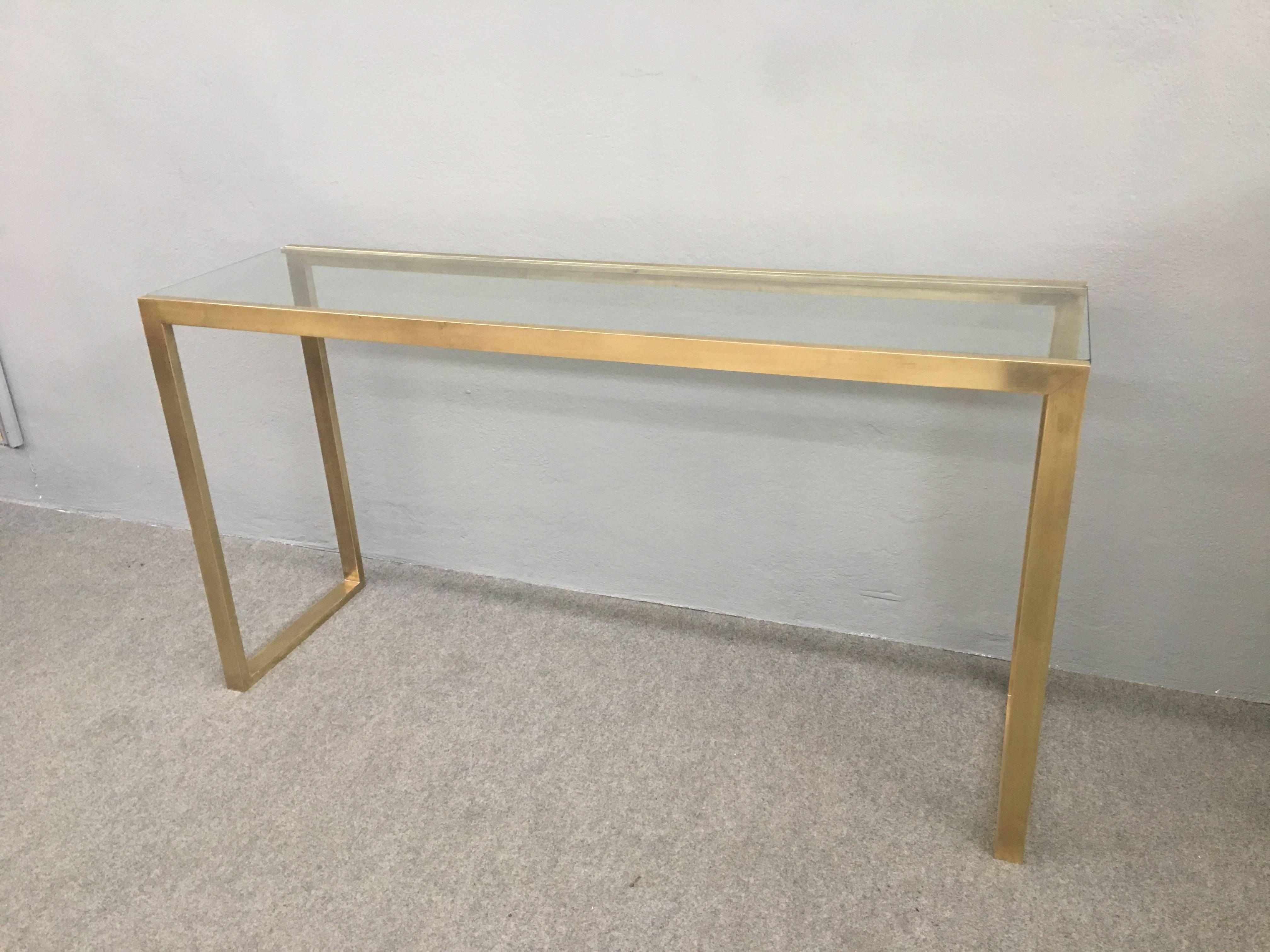 Late 20th Century Brass and Glass Console Table
