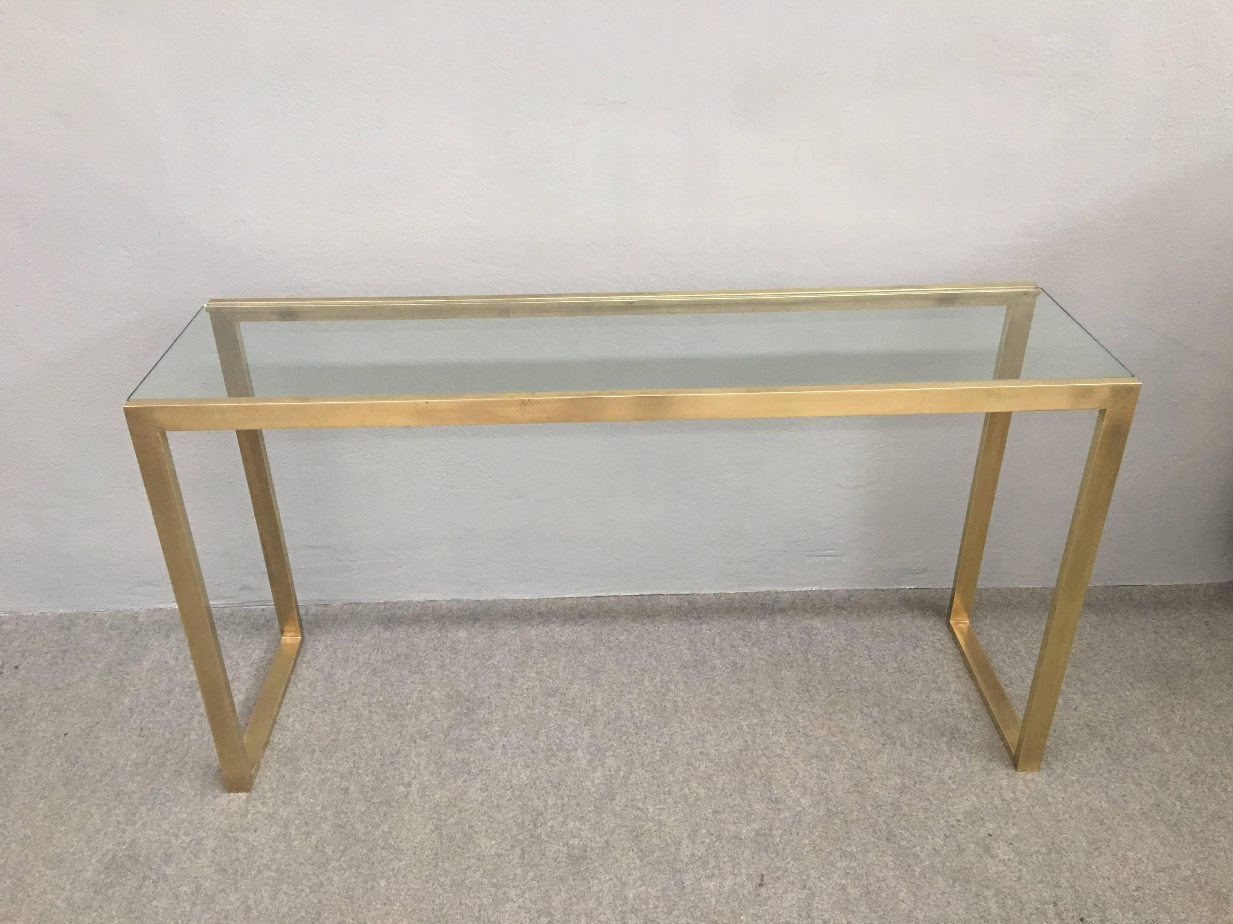 Brass and Glass Console Table In Excellent Condition In Piacenza, Italy