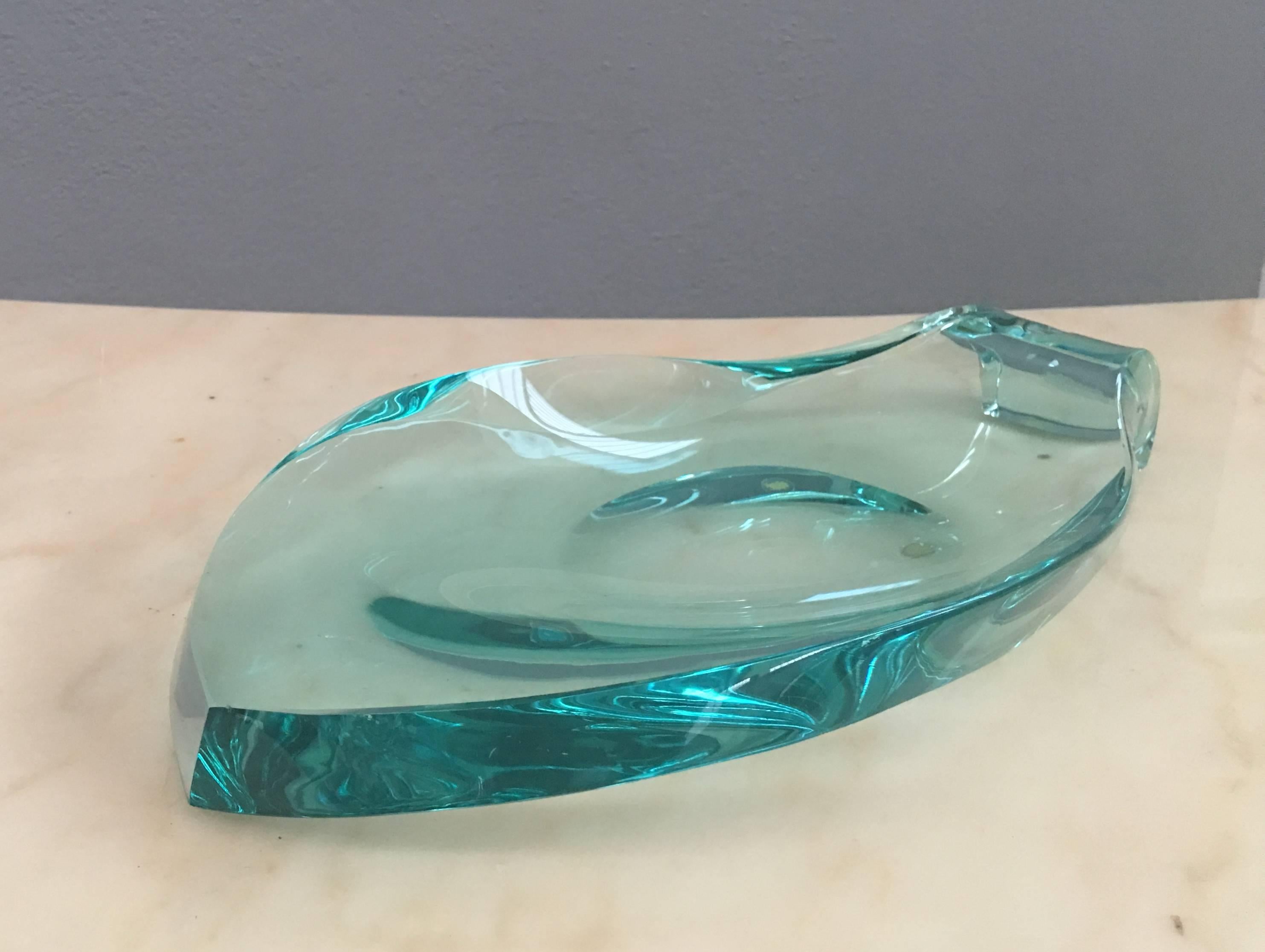 Huge Fontana Arte Glass Leaf In Excellent Condition In Piacenza, Italy