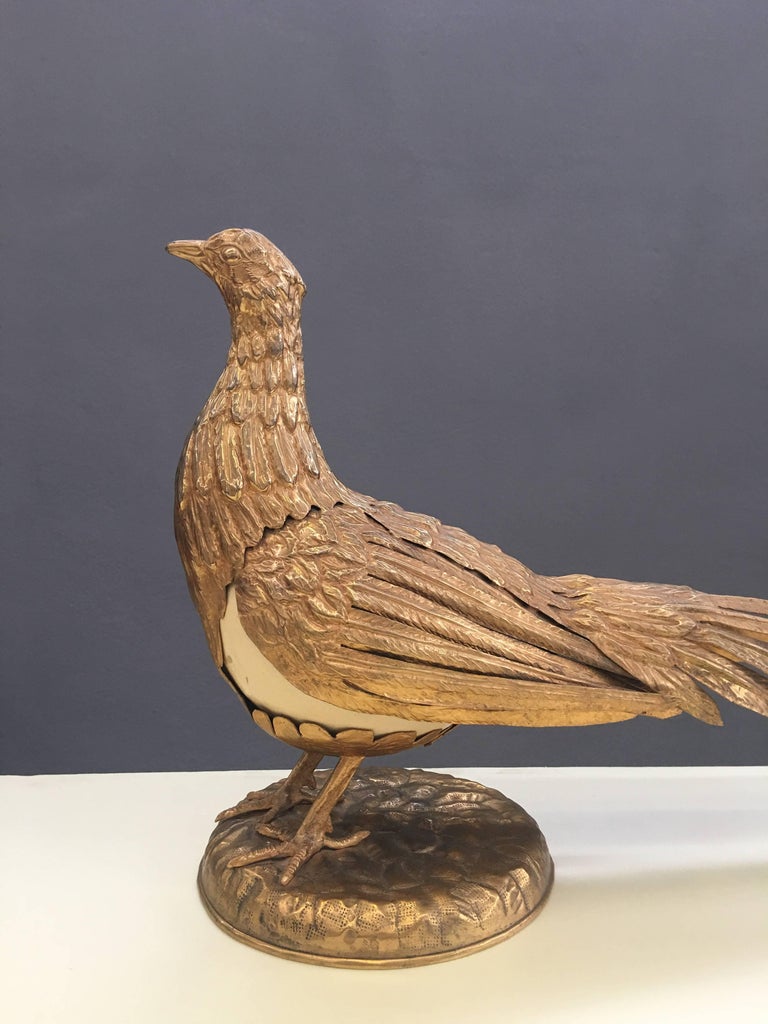 Mid-Century Modern Elegant Pheasant Signed Gabriella Crespi