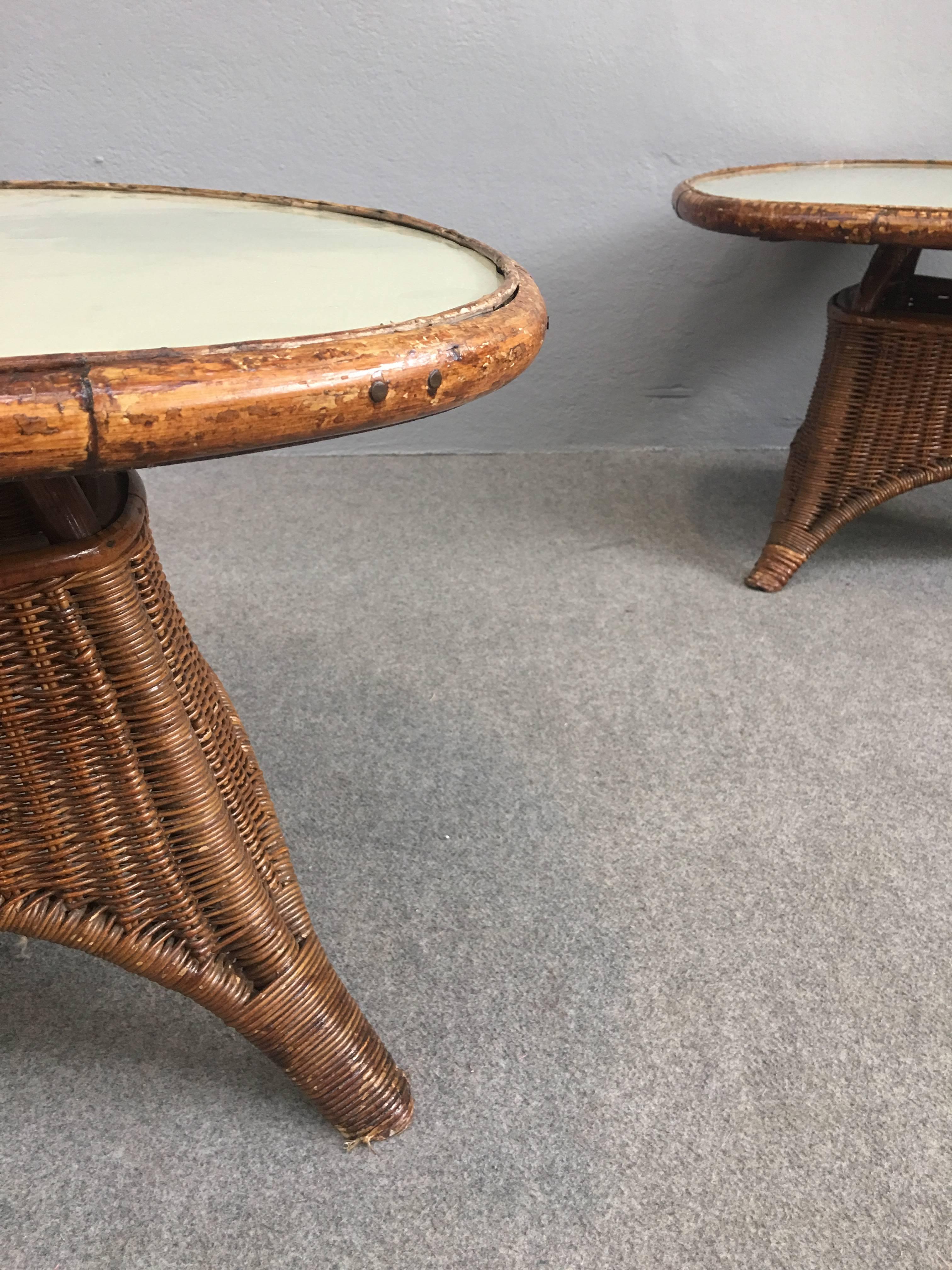 Charming Pair of Wicker Coffee Tables 3