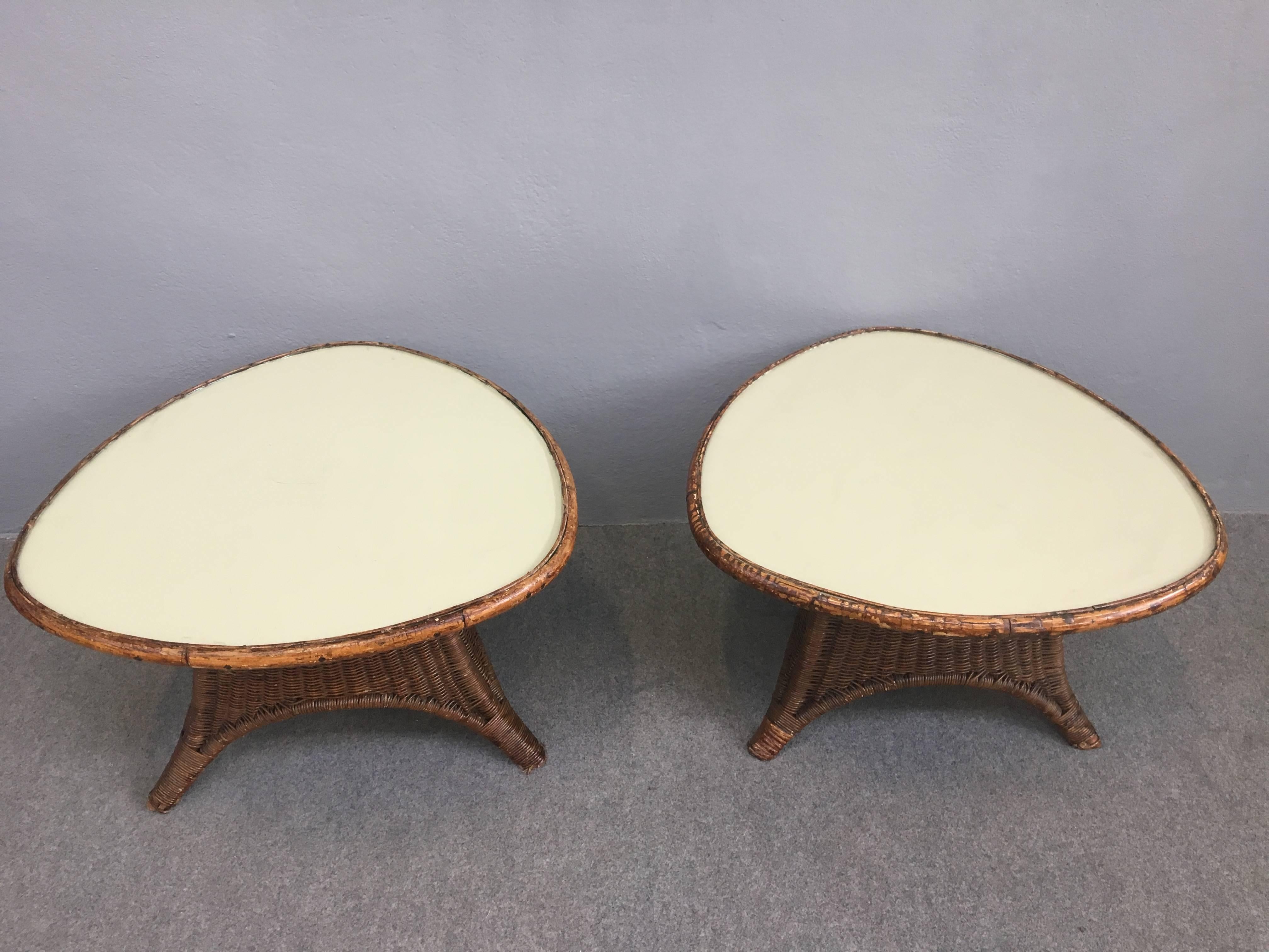 Charming Pair of Wicker Coffee Tables 5