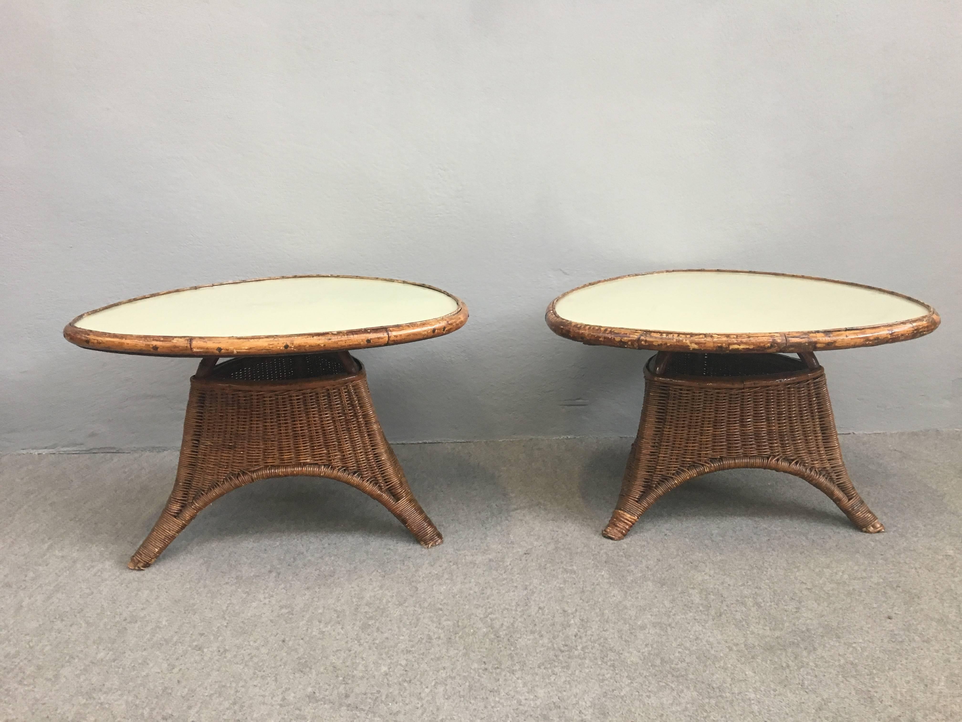 Charming Pair of Wicker Coffee Tables 4