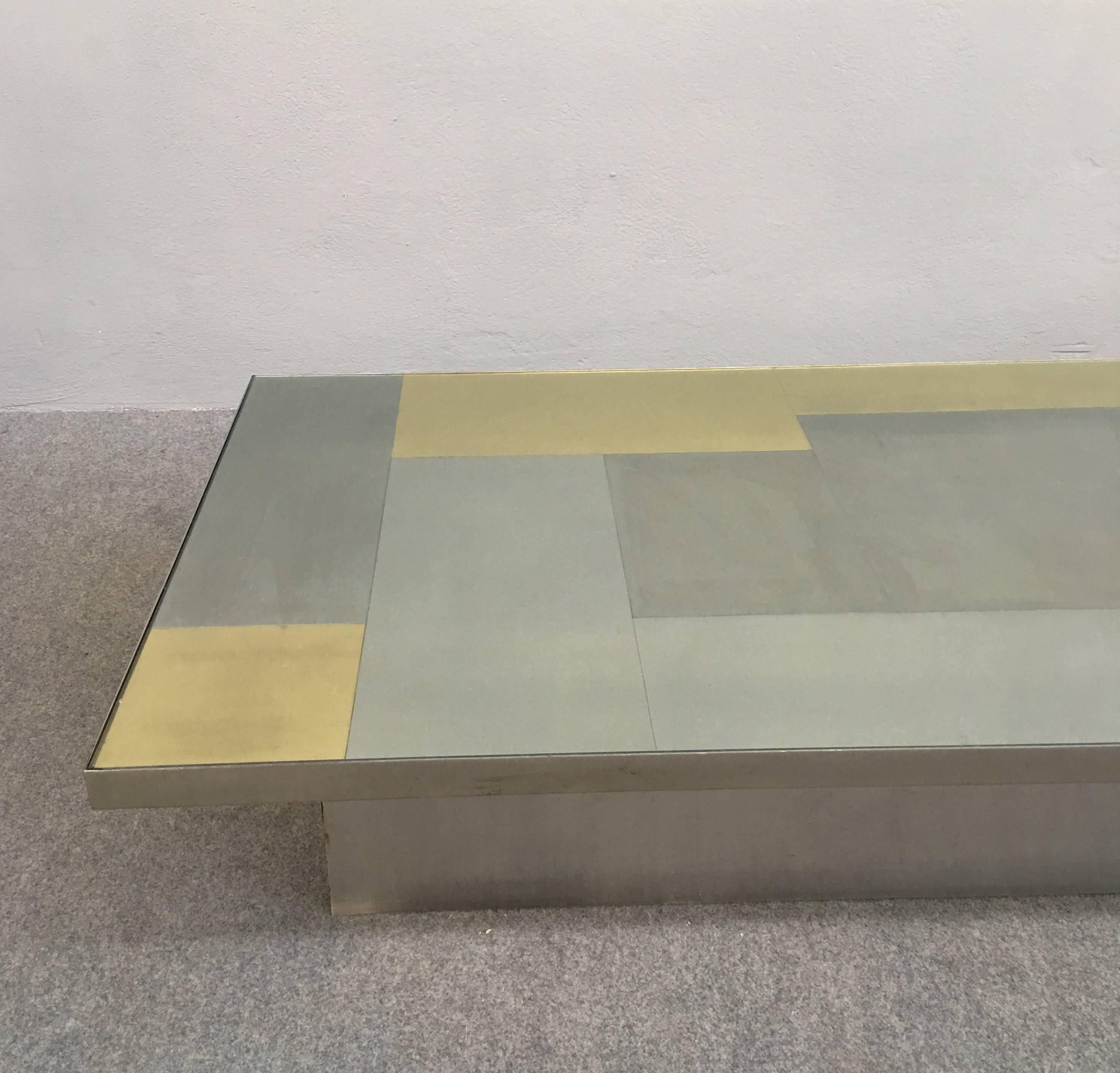 Chic Chrome and Glass Coffee Table Attributed to Romeo Rega In Excellent Condition In Piacenza, Italy