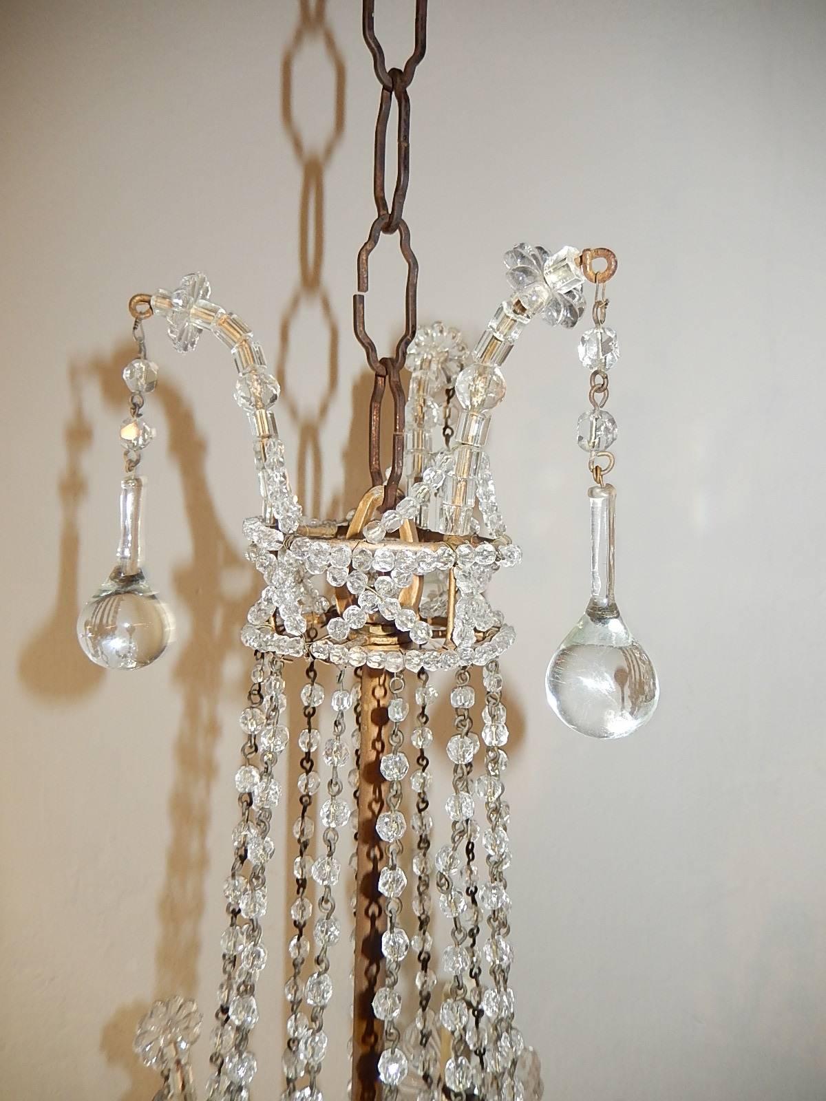 French Petit Crystal Beaded Basket Maison Bagues Style Chandelier 2