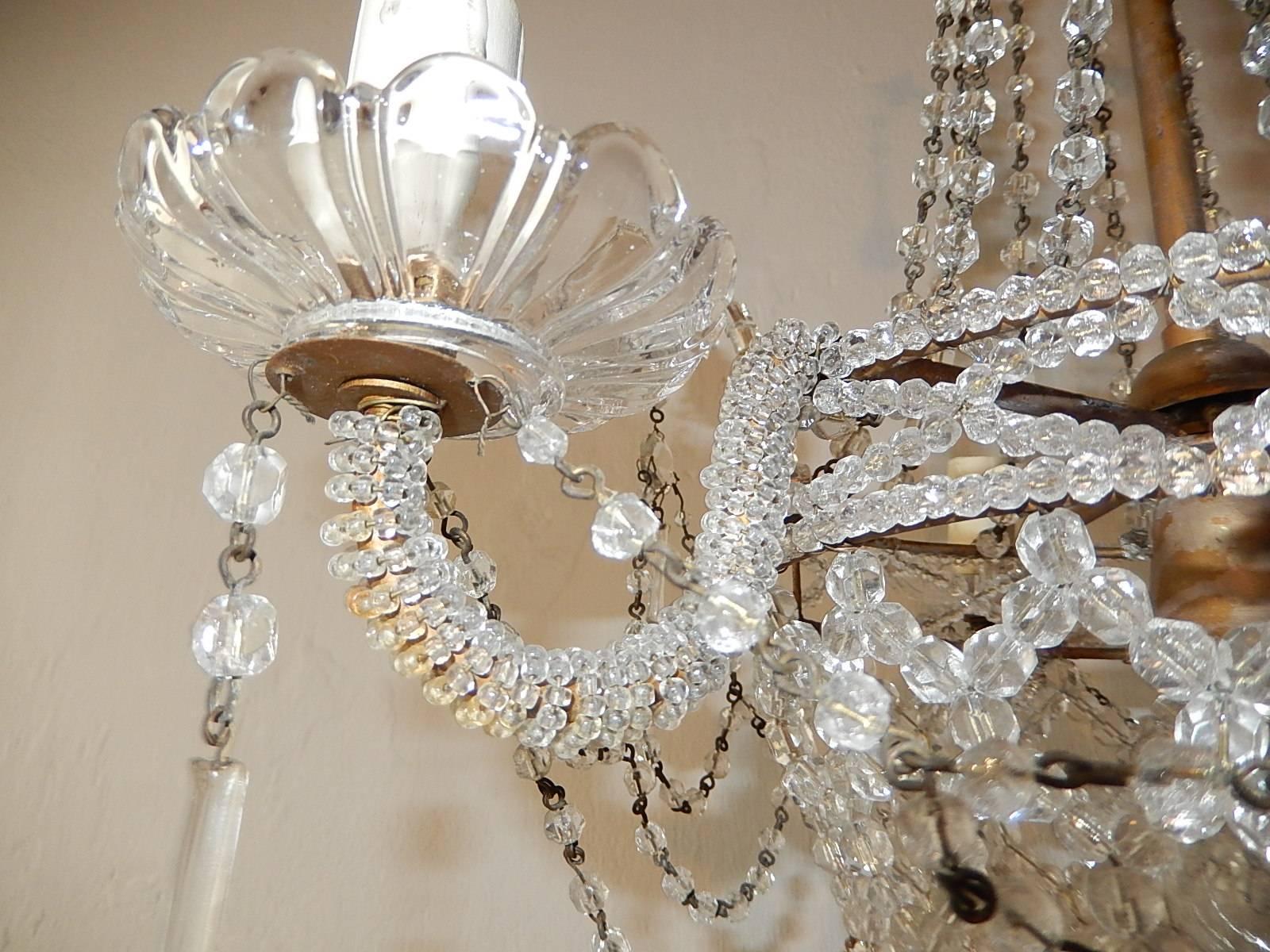 French Petit Crystal Beaded Basket Maison Bagues Style Chandelier 3