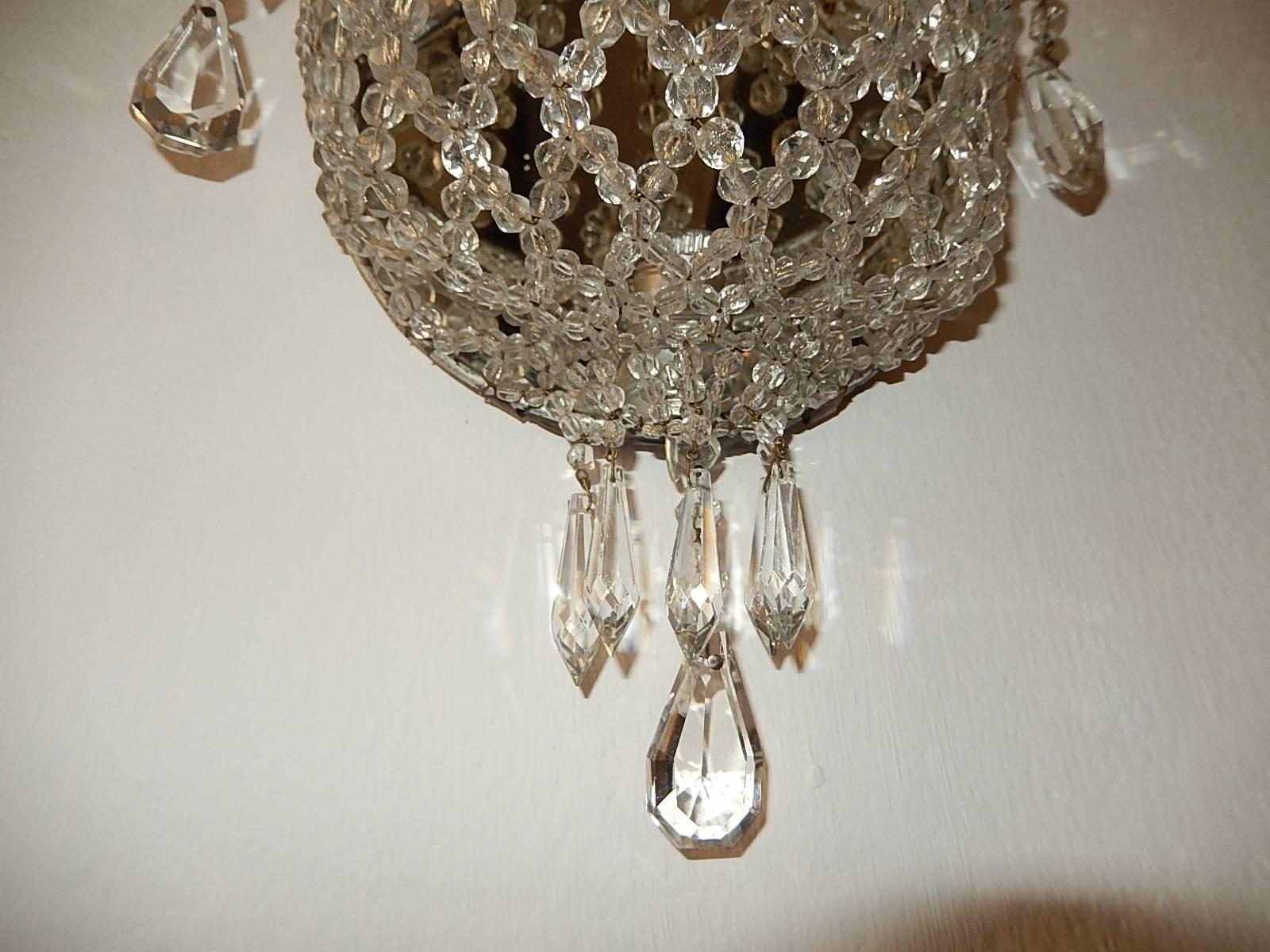 Crystal Beaded Basket with Prisms and Mirrors Sconces 2