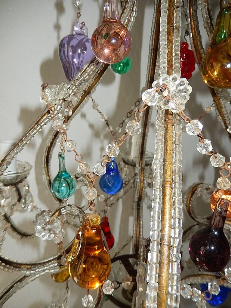 Italian Beaded Murano Colorful Fruit Chandelier 1920 For At Italian Beaded Murano Colorful Fruit Chandelier 1920 For 6
