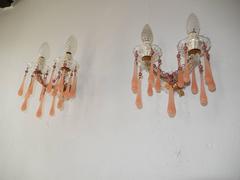 Pink Opaline Murano Drops and Beads Crystal Sconces