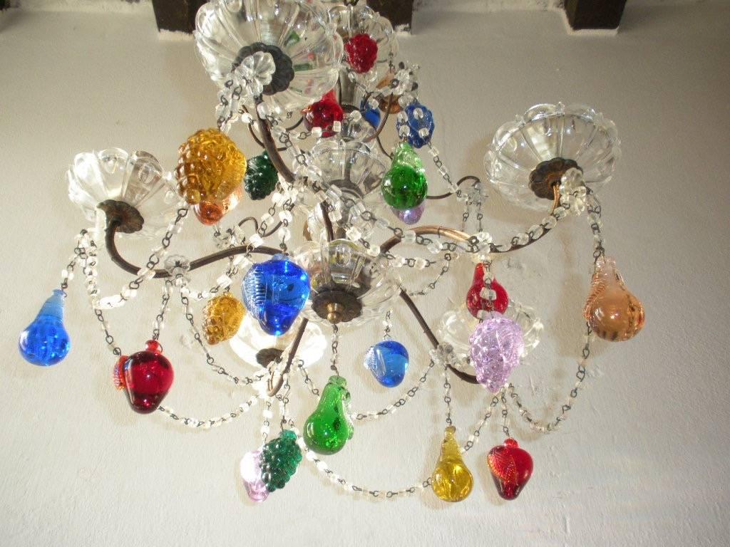French Murano Multi-Colored Fruit Chandelier
