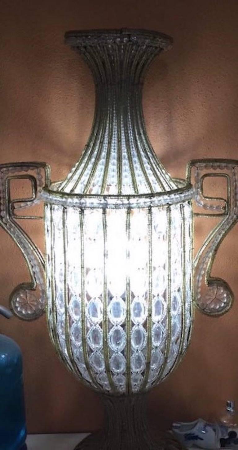 Huge Beaded Urn Lamp, circa 1900 3