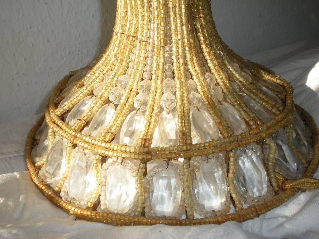 Crystal Huge Beaded Urn Lamp, circa 1900