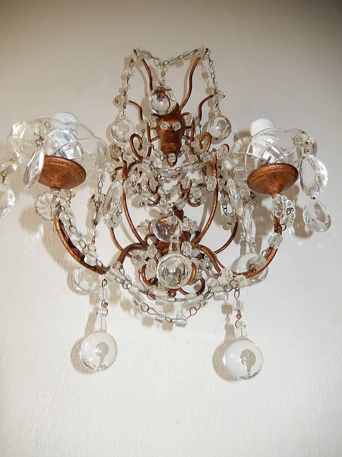 French Macaroni Swags Clear Murano Balls Sconces For Sale 3