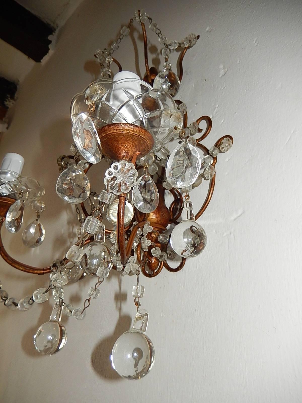 French Macaroni Swags Clear Murano Balls Sconces For Sale 4