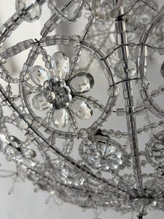 Huge Rare Italian Beaded Crystal Chains Chandelier Bows Maison Bagues Style 1920