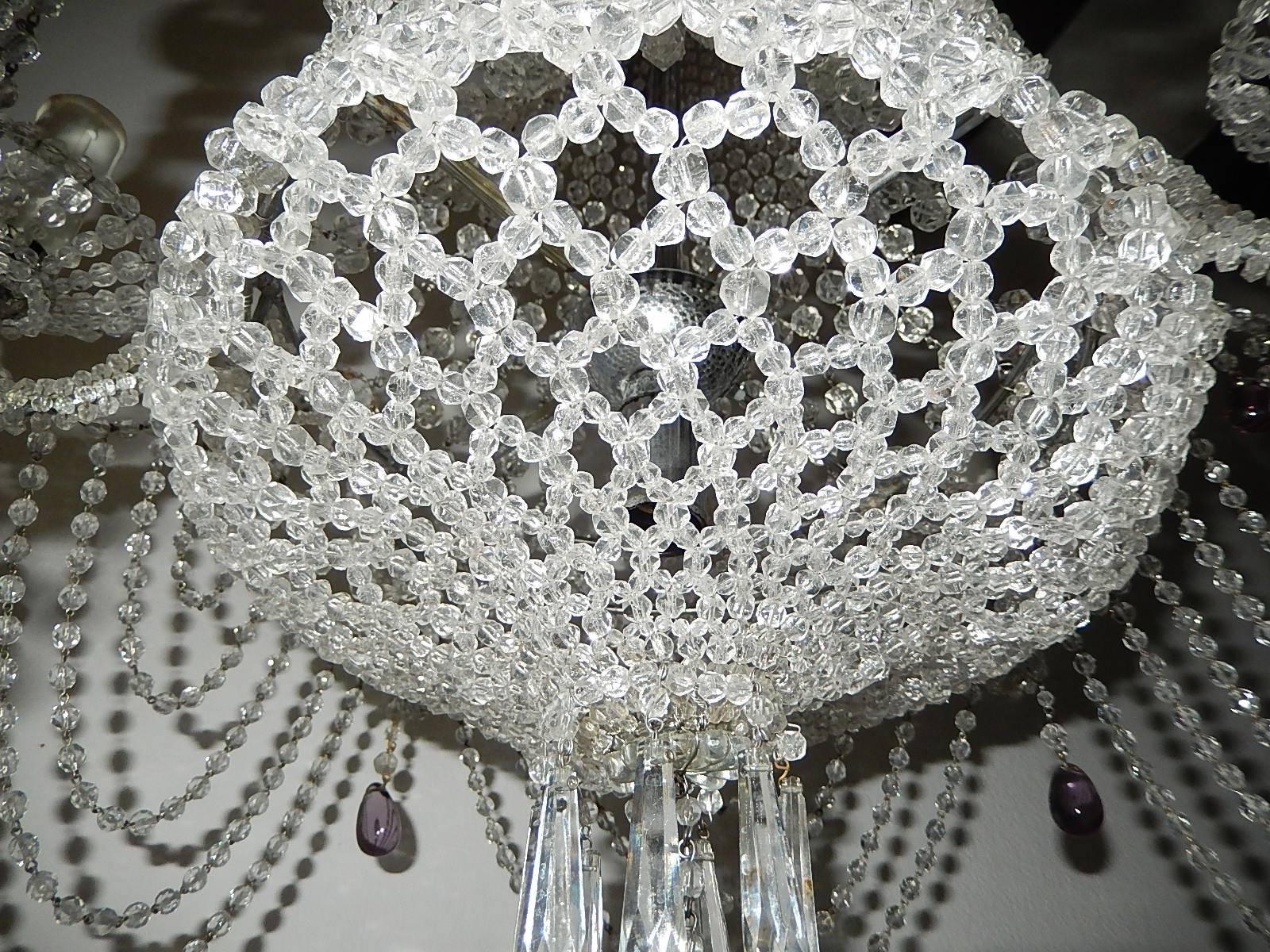 Italian Beaded Basket Amethyst Drops Chandelier 5