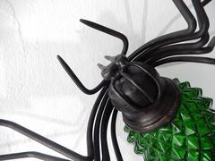 Brutalist Murano Wrought Iron Green Spider Sconce Wall Light