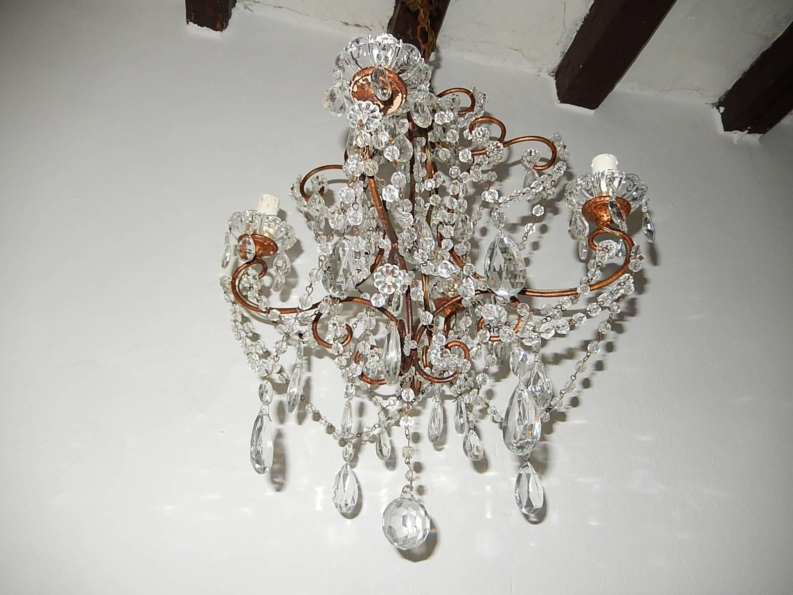 1920, French, Swags and Crystal Prisms Chandelier In Excellent Condition For Sale In Modena (MO), Modena (Mo)