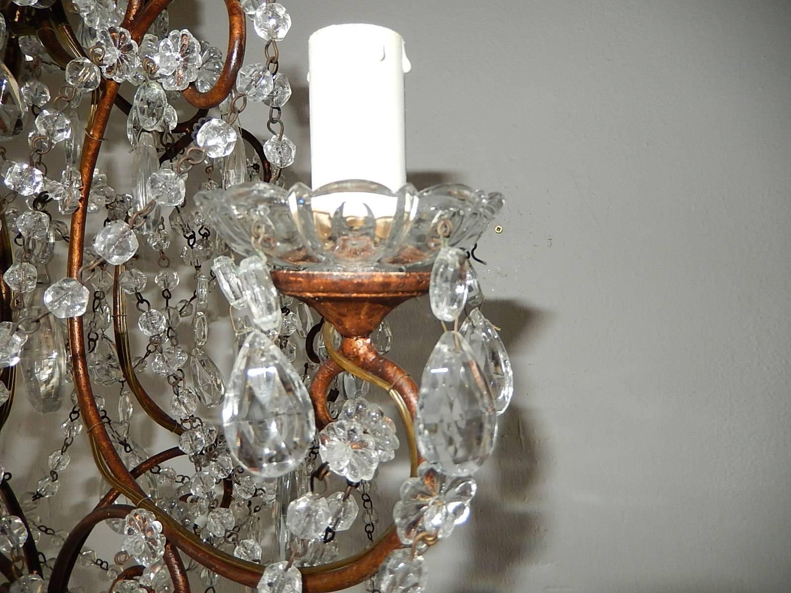 1920, French, Swags and Crystal Prisms Chandelier For Sale 5