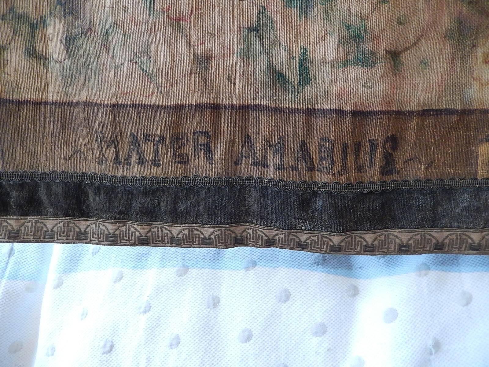 Linen 19th Century Italian Religious Banner Mater Amabilis Hand-Painted