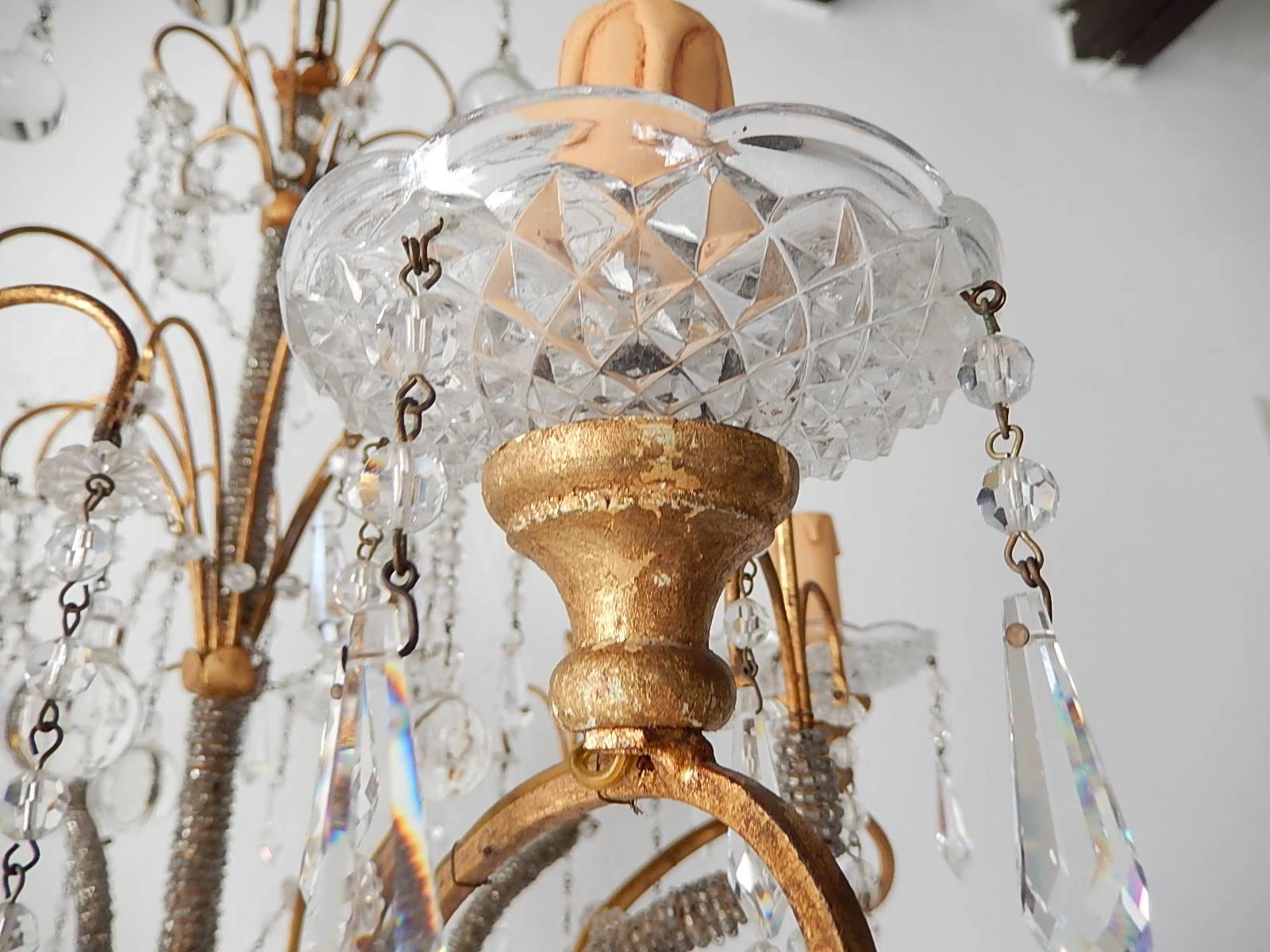 French Micro Beaded Polychrome Murano Balls Crystal Chandelier, circa 1920 For Sale 3