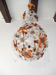 Clear and Peach Crystal Flowers Maison Baguès Style Chandelier