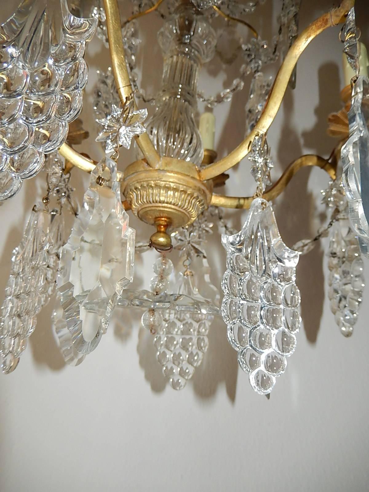 Late 19th Century French Crystal Baccarat Style Grape Cluster Chandelier For Sale