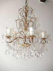 French Crystal Murano Glass Drops Chandelier