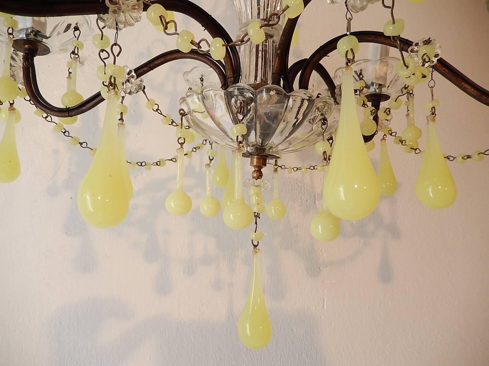 Yellow Opaline Drops and Beads French Chandelier 2