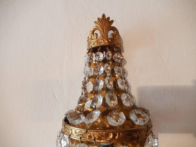 French Crystal Prisms Empire Sconces, circa 1930 For Sale at 1stdibs