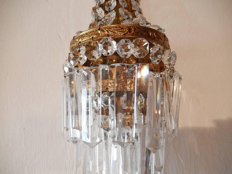 French Crystal Prisms Empire Sconces, circa 1930 For Sale at 1stdibs