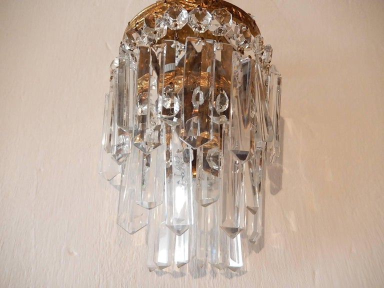 French Crystal Prisms Empire Sconces, circa 1930 For Sale at 1stdibs