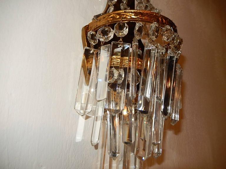 French Crystal Prisms Empire Sconces, circa 1930 For Sale at 1stdibs