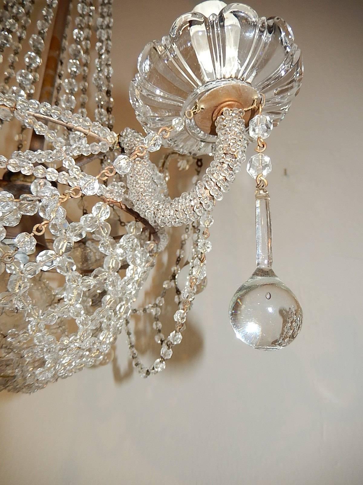 French Petit Crystal Beaded Basket Maison Bagues Style Chandelier 5