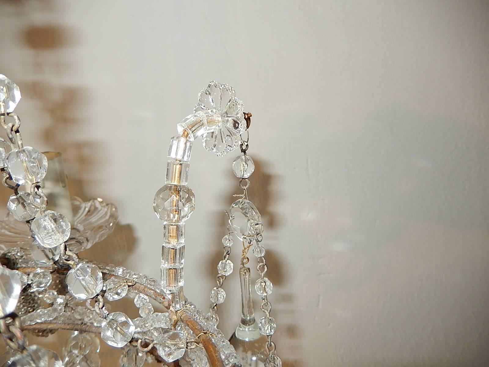French Petit Crystal Beaded Basket Maison Bagues Style Chandelier 6