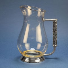 Late 20th Century John Somers Glass Pitcher With Pewter Handle