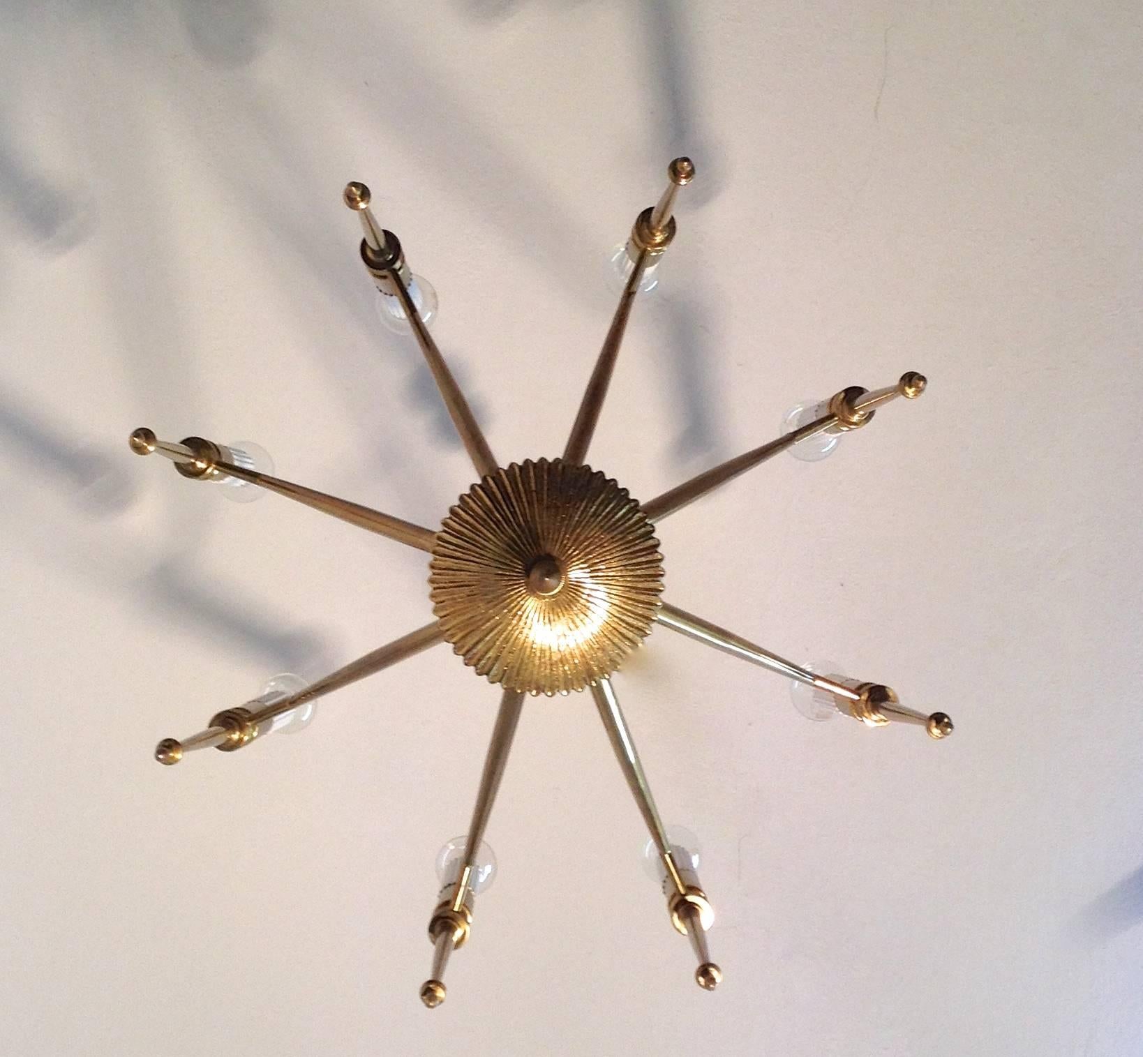 Brass  Eight-Arm Chandelier by G.C.M.E. Italy, For Sale