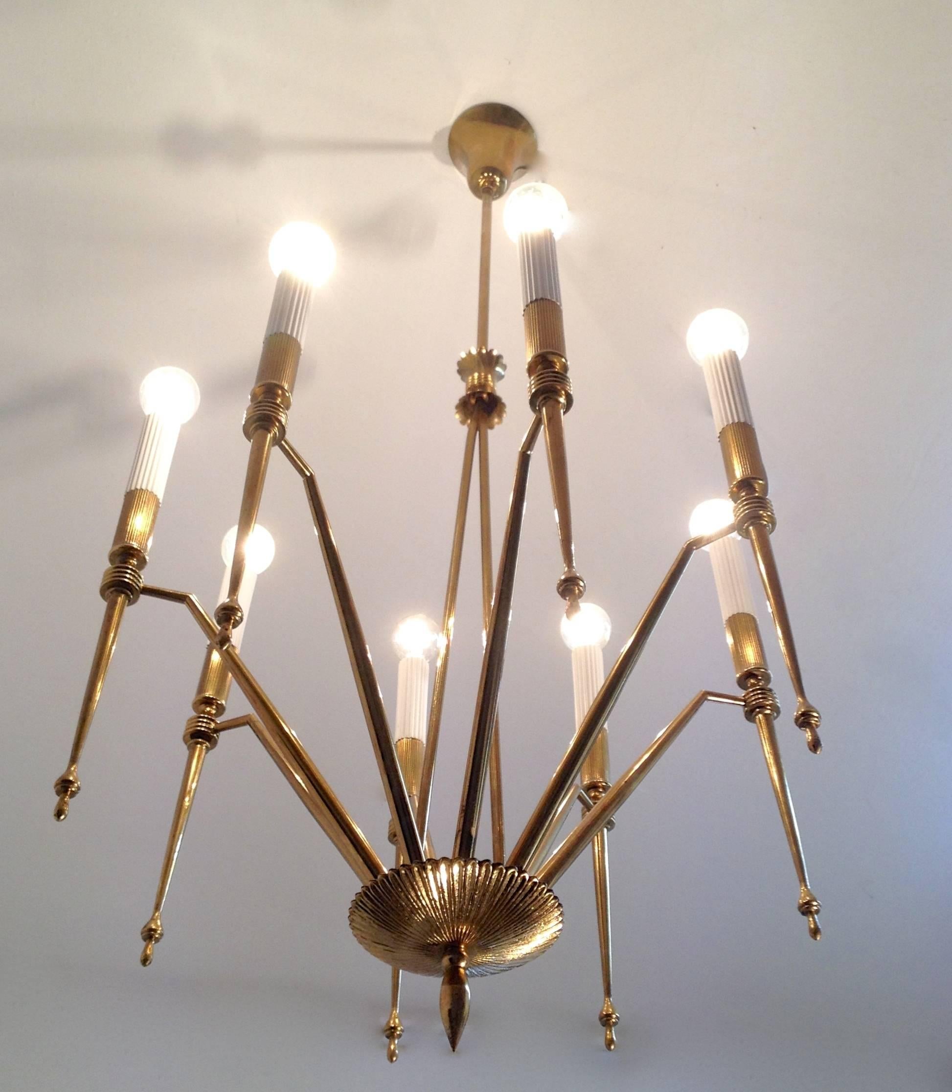 Mid-Century Modern  Eight-Arm Chandelier by G.C.M.E. Italy, For Sale