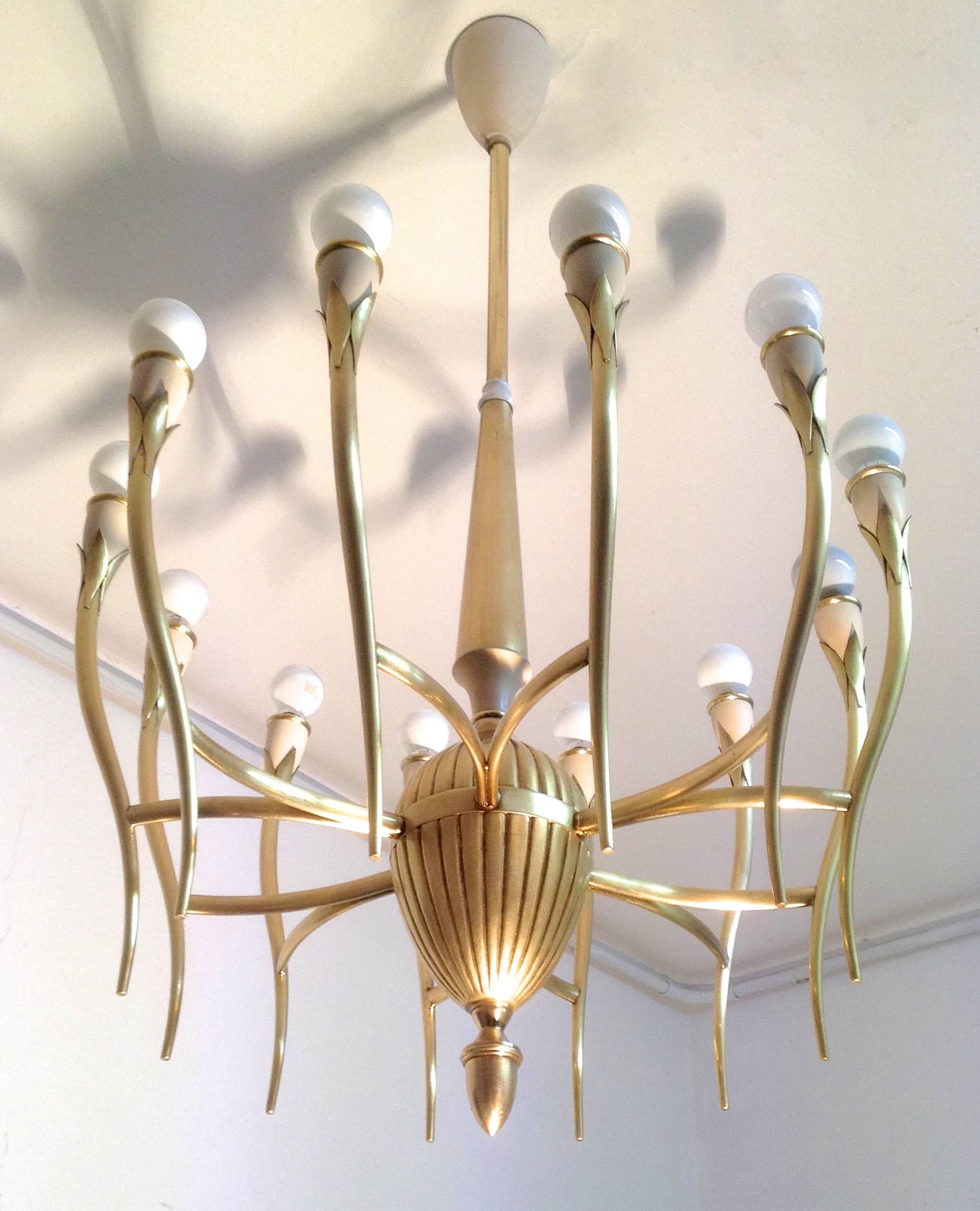 Italian Brass 12 rm chandelier, Italy  For Sale