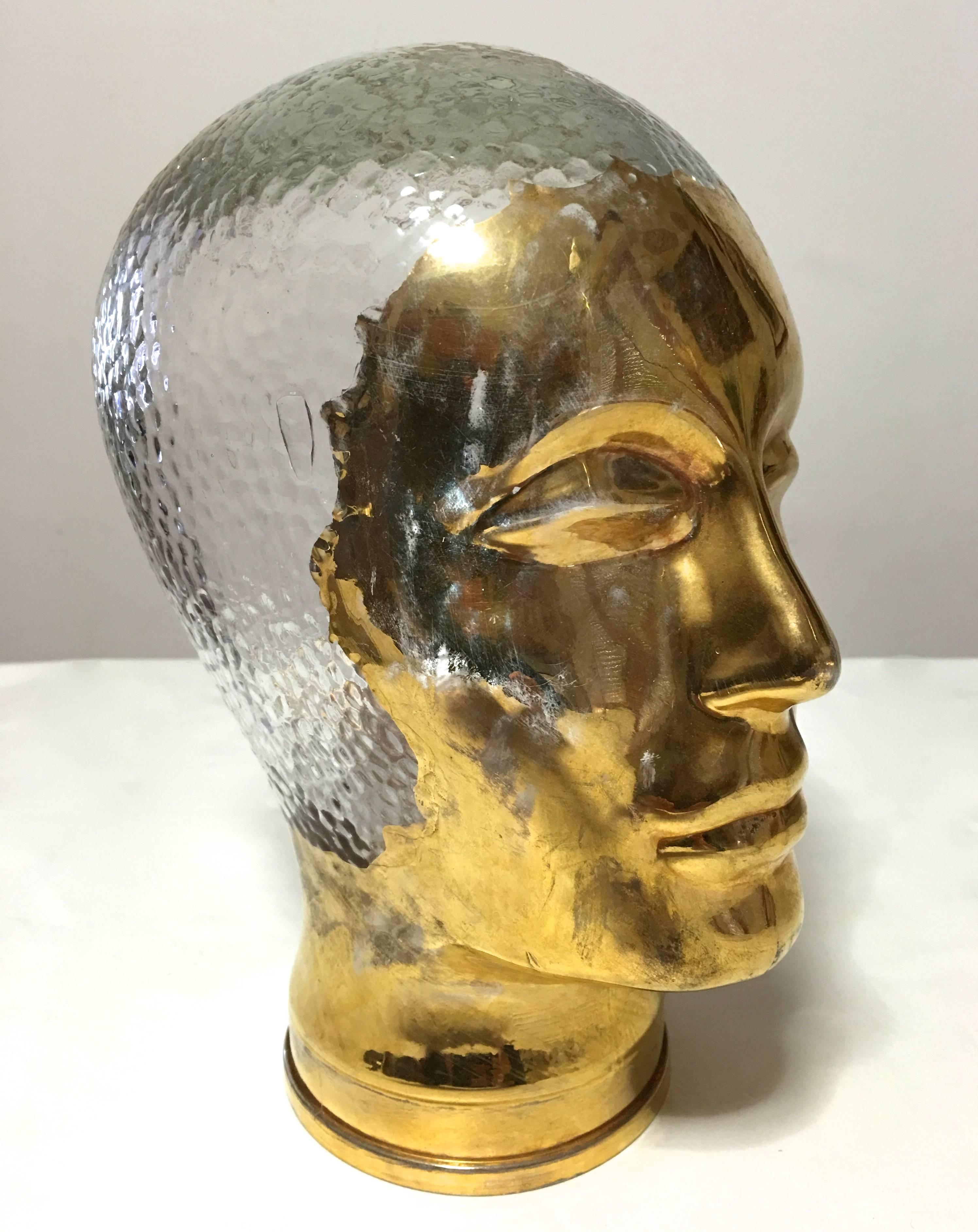 Very Rare Gold and Glass Head Sculpture Piero Fornasetti In Good Condition For Sale In Hem, NL