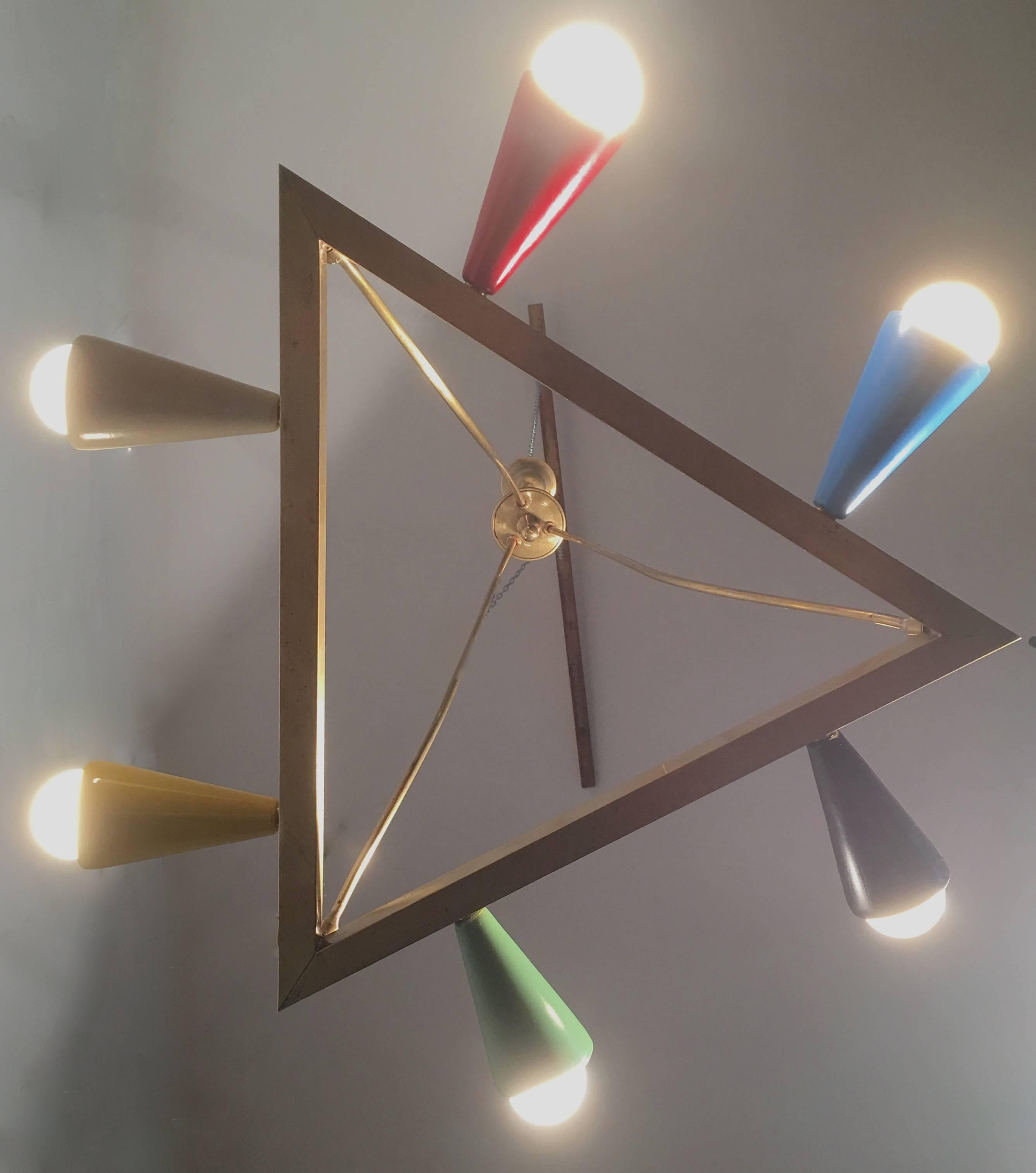 Mid-Century Multicolor Geometric Chandelier  In Excellent Condition For Sale In Hem, NL