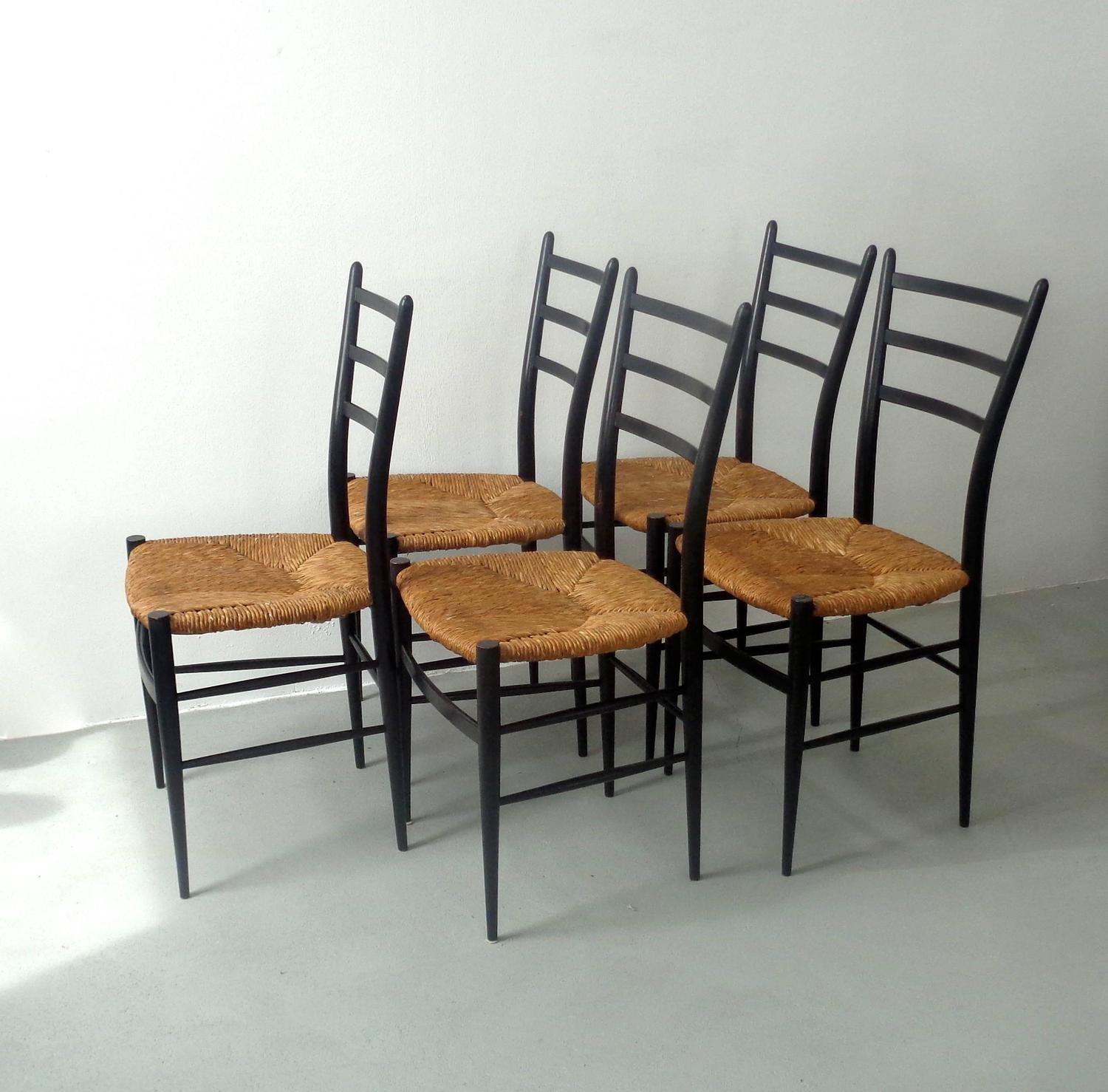 Set of Five Spinetto Chiavari Chairs, 1950s, Italy at 1stdibs