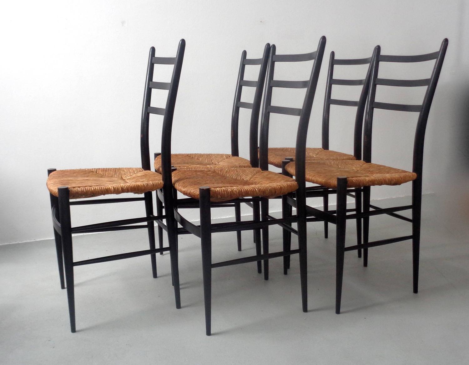 Set of Five Spinetto Chiavari Chairs, 1950s, Italy at 1stdibs
