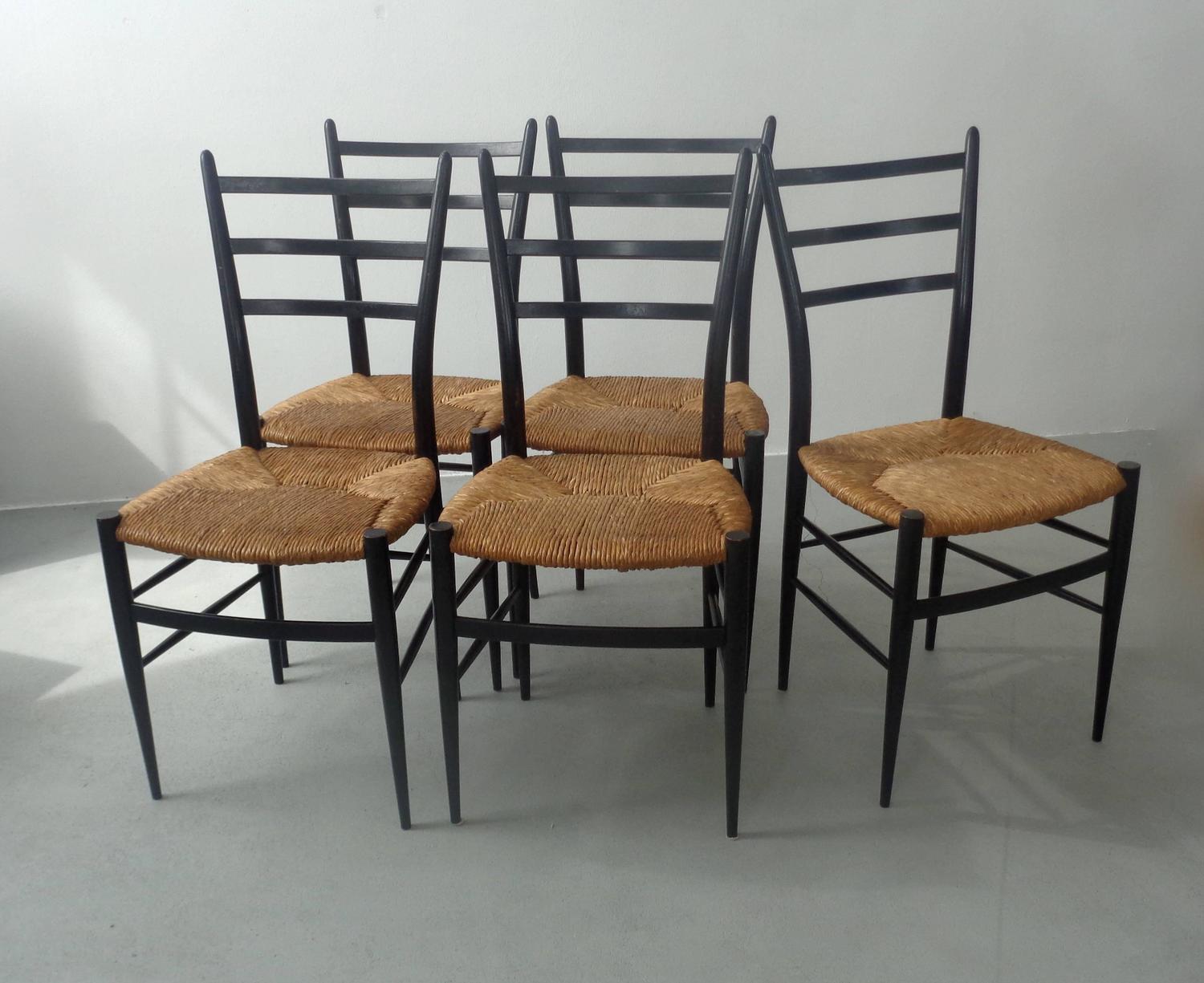 Set of Five Spinetto Chiavari Chairs, 1950s, Italy at 1stdibs