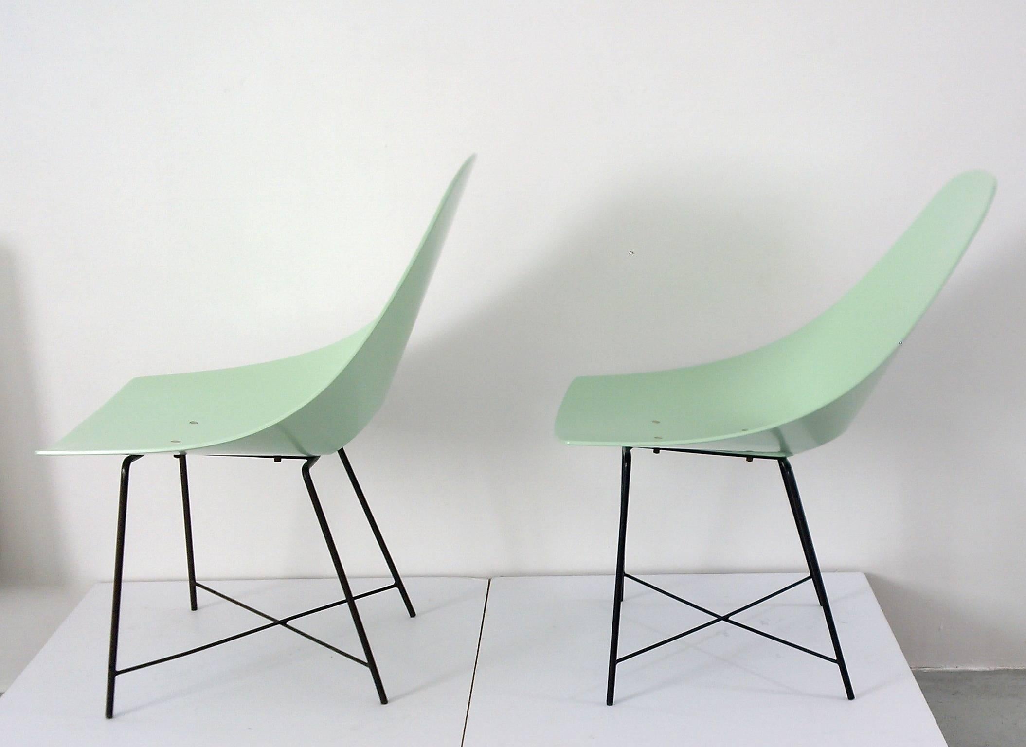 Italian  Pair of Mid Century Augusto Bozzi Shell Chairs For Sale