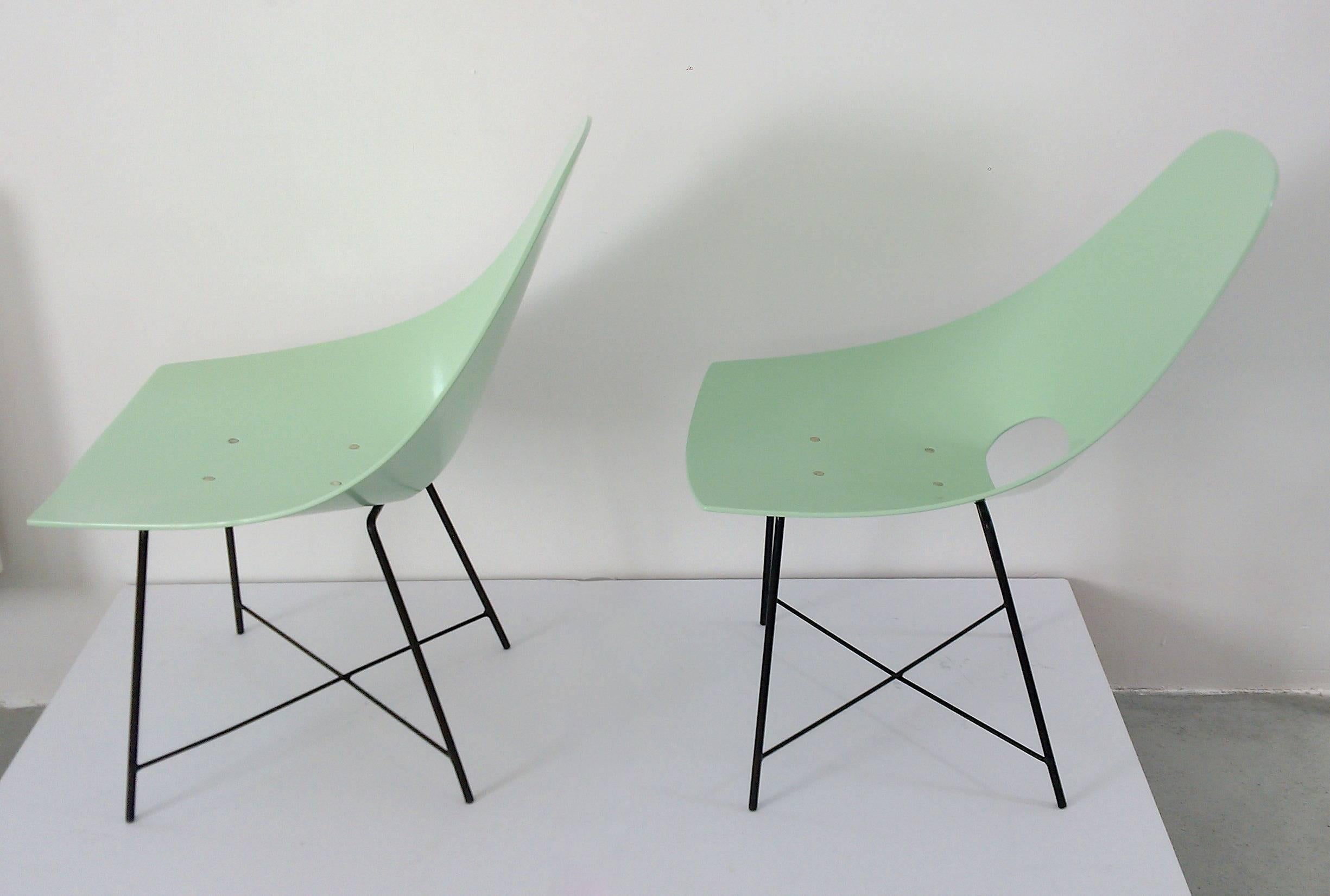 Metal  Pair of Mid Century Augusto Bozzi Shell Chairs For Sale