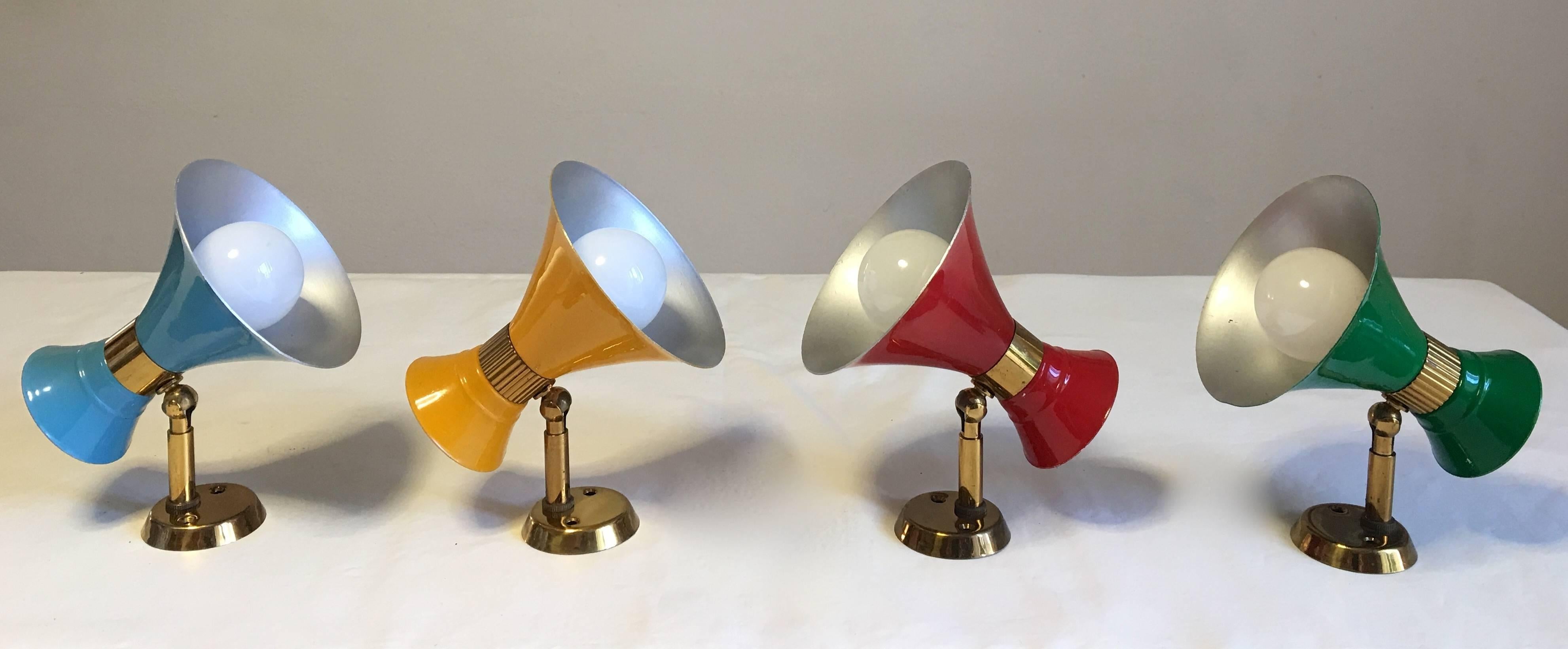 Mid-20th Century Four Italian Mid-Century Double Cone Sconces For Sale