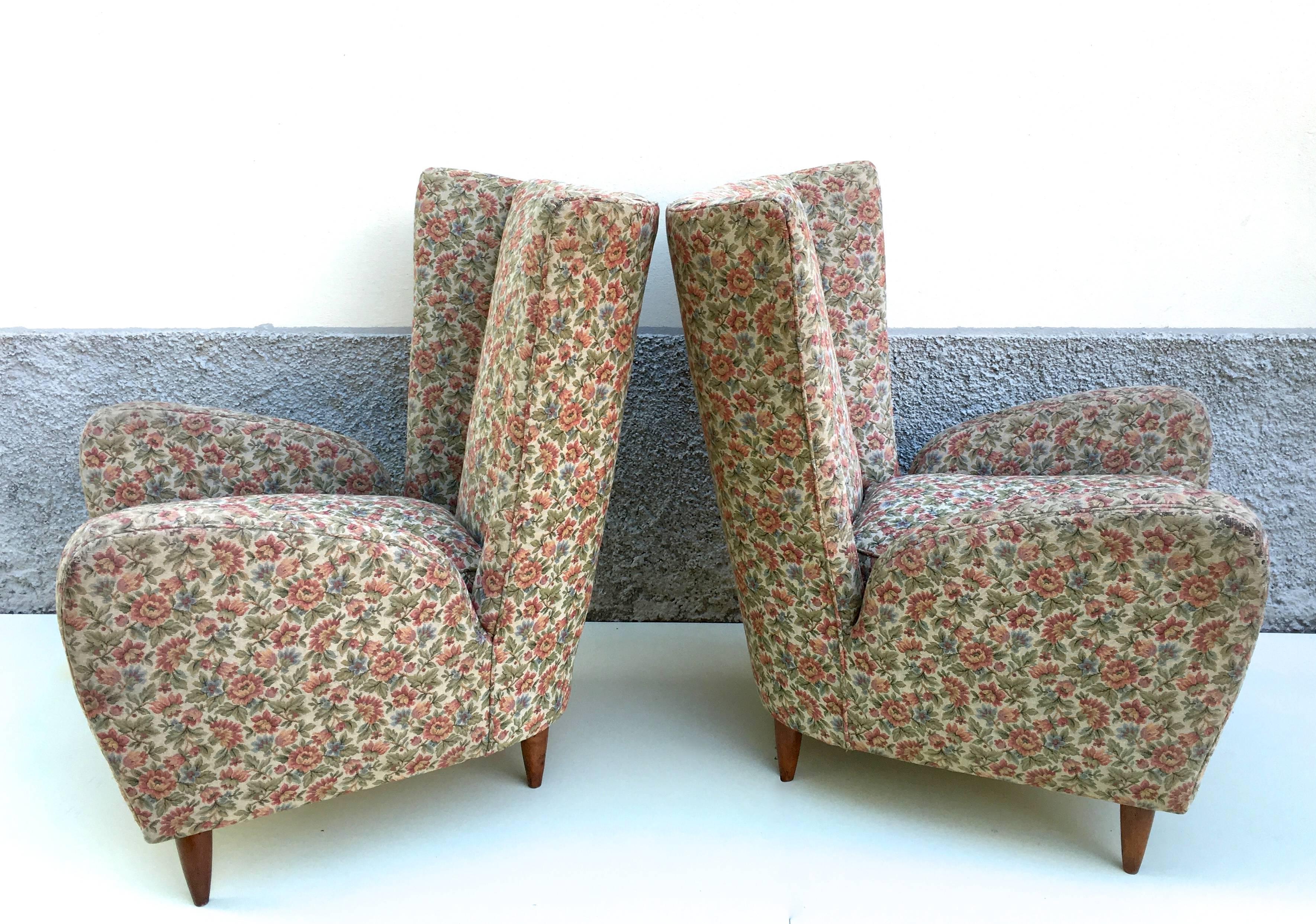Pair of Paolo Buffa Armchairs, Italy, circa 1950 In Good Condition For Sale In Hem, NL