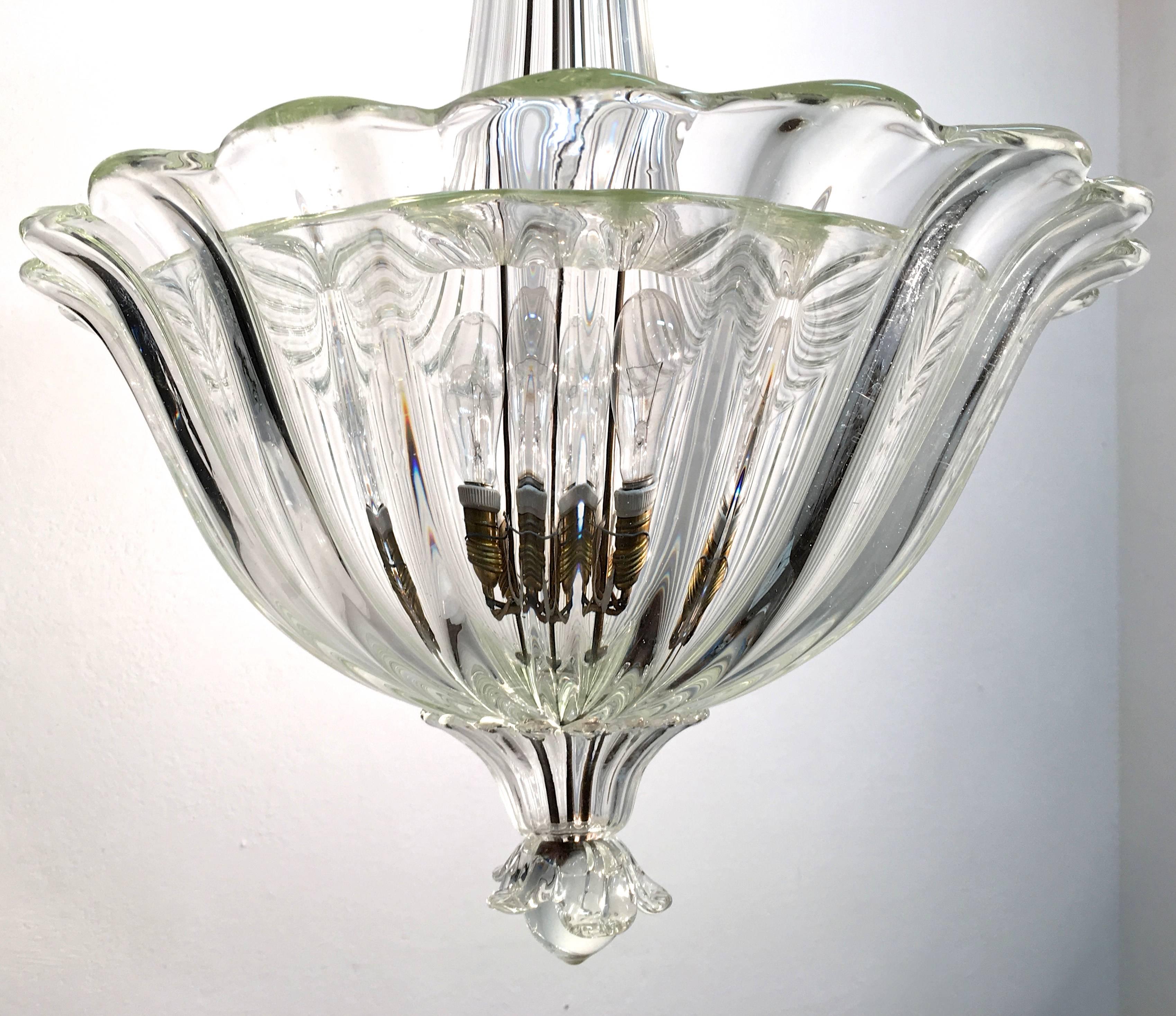Italian Large Murano Glass Pendant by Seguso, Italy, 1940s For Sale
