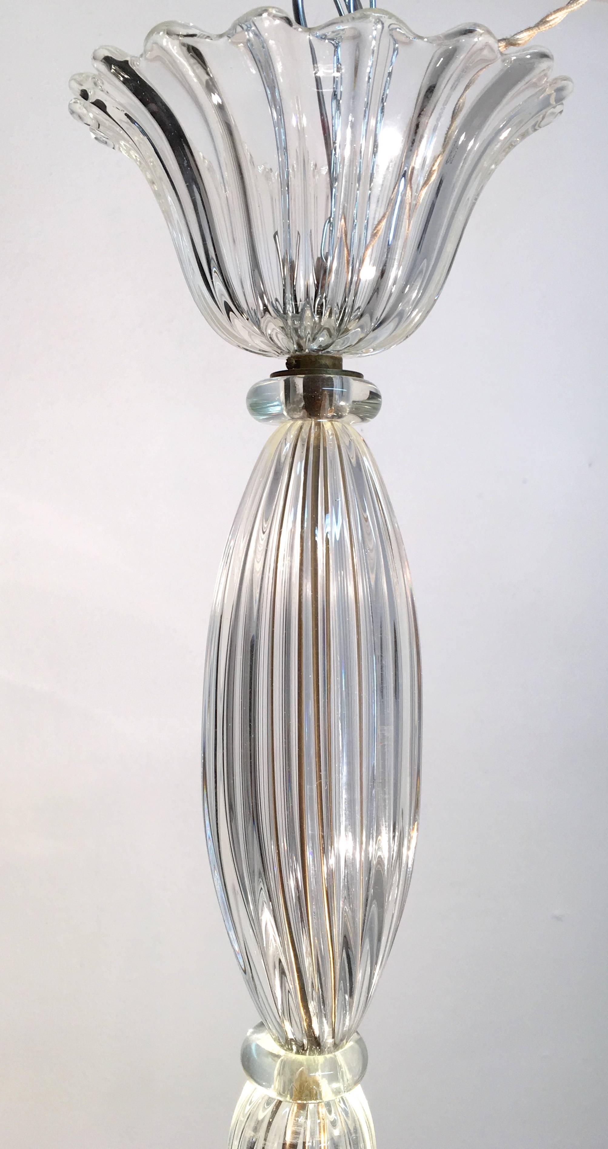 Mid-Century Modern Large Murano Glass Pendant by Seguso, Italy, 1940s For Sale